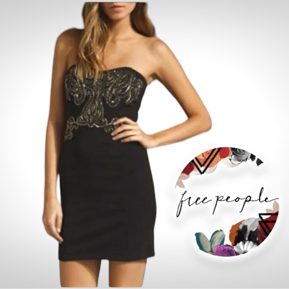 Free People Beaded Strapless Dress New Delhi